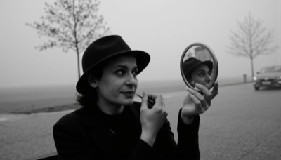 AI-generated film still from Me-Me exploring identity and unlived destinies in Milan